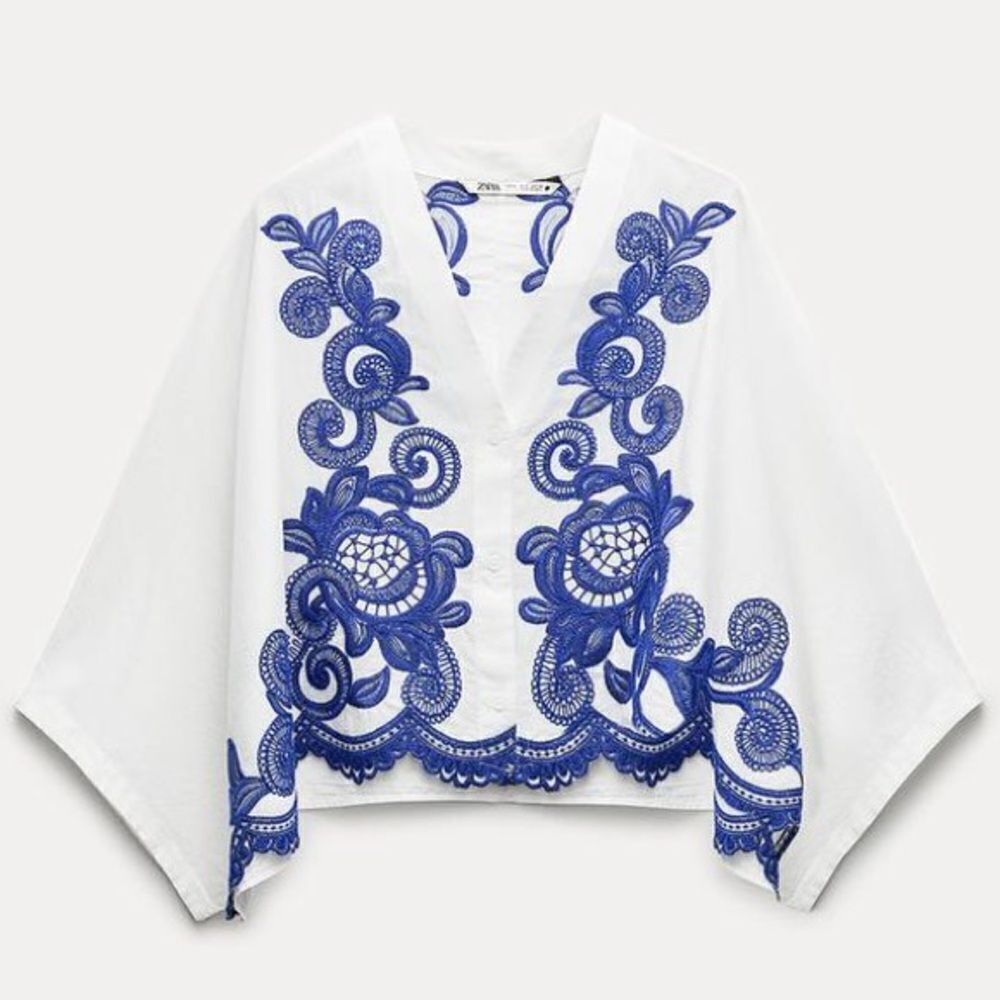 Zara Co-Ord Set Embroidered Blouse And Skirt - Picture 10 of 15